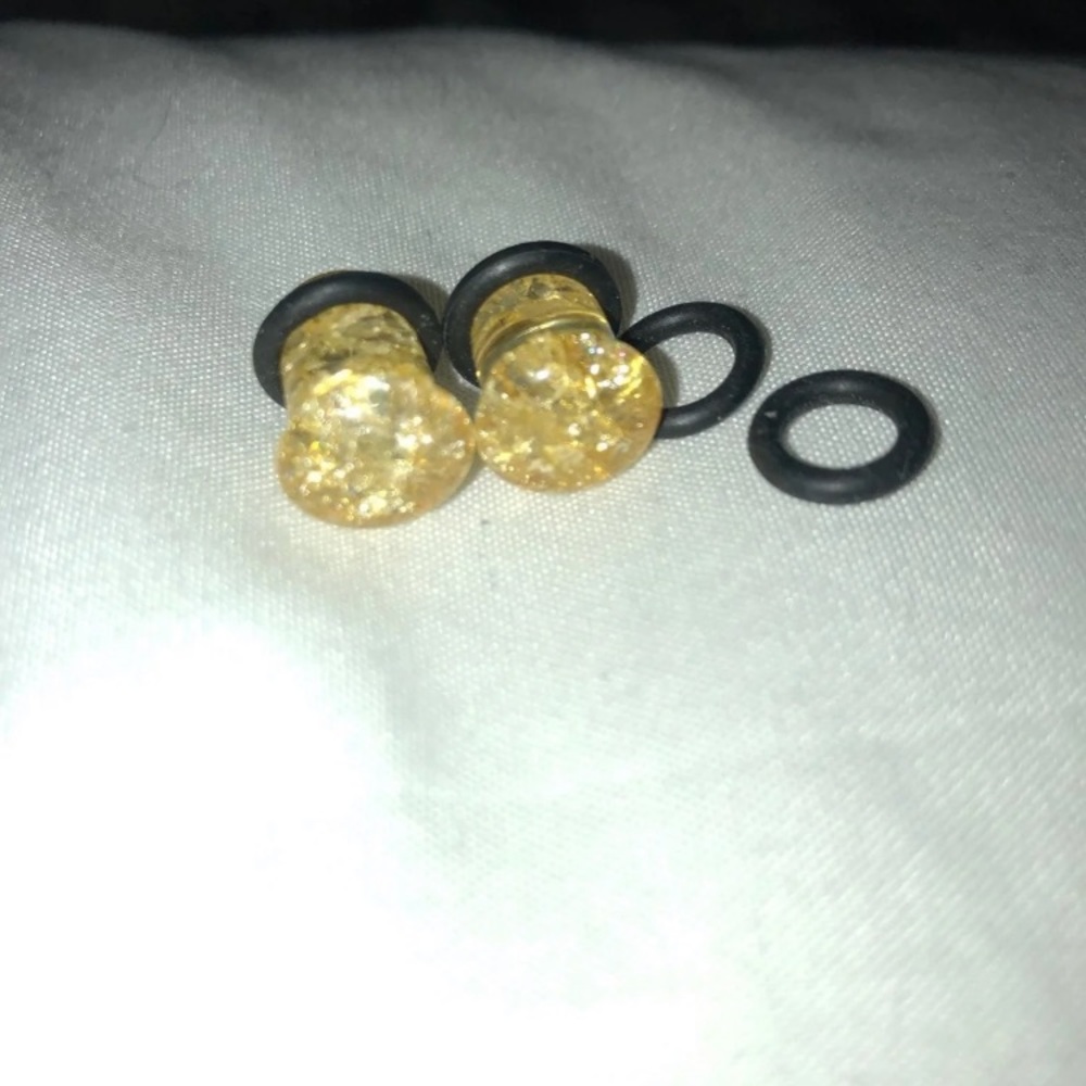 Size 0 Sparkly Yellow Plugs